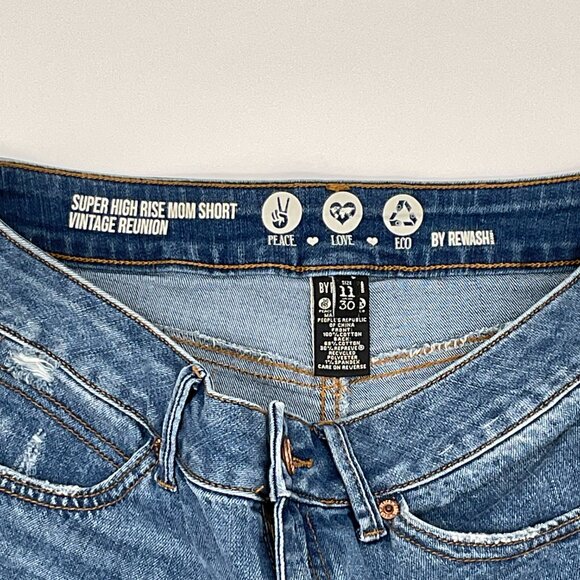Rewash Vintage Reunion Mom Shorts High Rise Distressed Denim Jean Size 11/30 - Picture 2 of 3